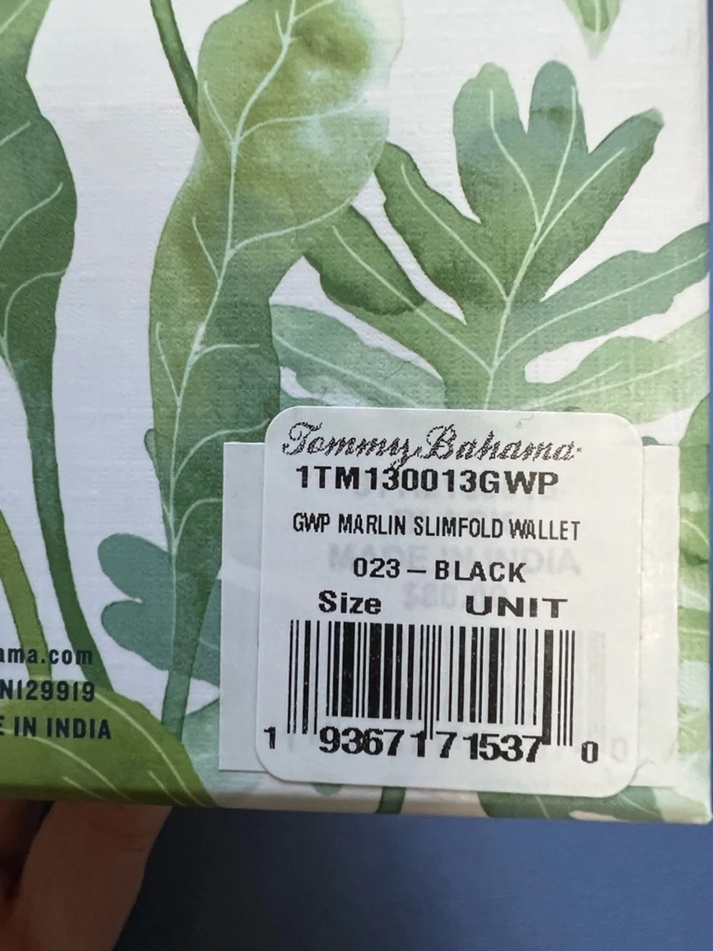 Tommy Bahama Men's Black GWP Marlin Slimfold Wallet NIB